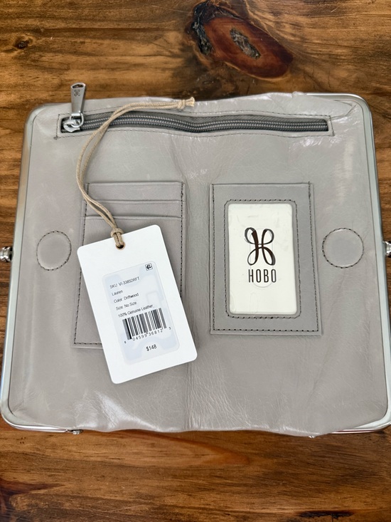 HOBO Handbags - HOBO Light Gray Leather Frame Clutch with ID Window